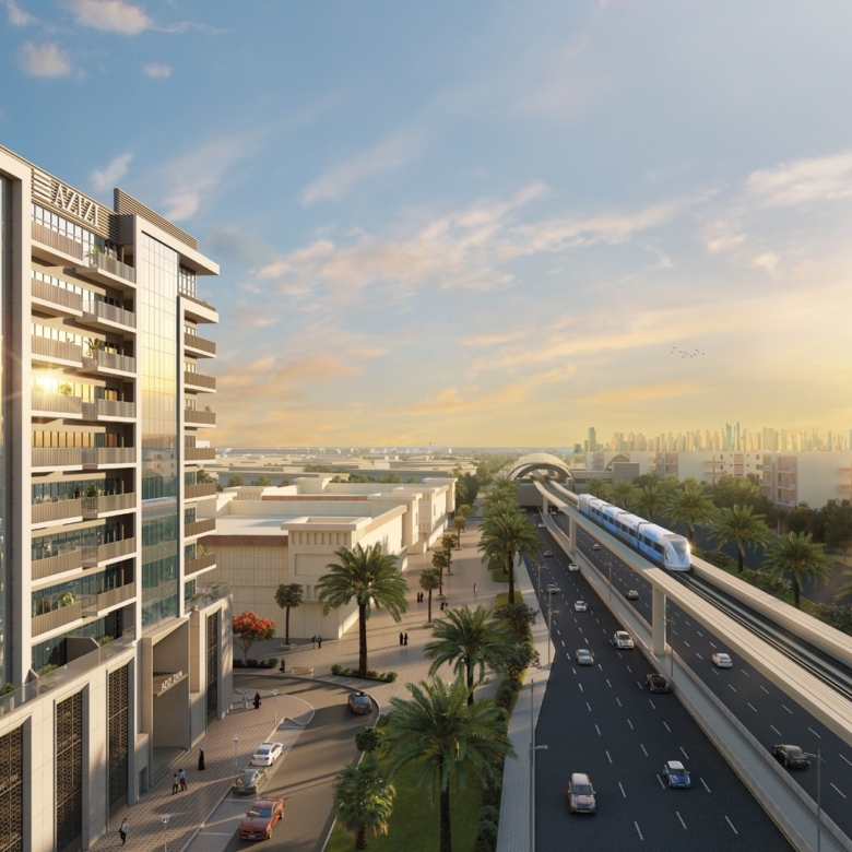 Aerial view of residential properties in Jebel Ali, Dubai.